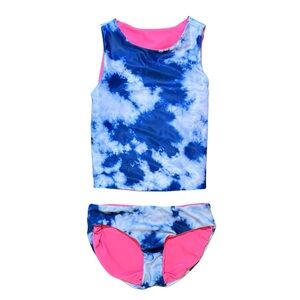Gap Girls Pink and Blue reversible tie dye tankini size XS excellent condition